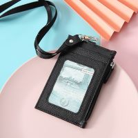 1Pcs Black Business Credit Card ID Badge Wallet Pouch Women Men Coin Card Purse Holder Neck Strap Student Bus Card Bags Card Holders