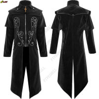 ยุคกลาง Steampunk ปราสาท Vampire Devil เสื้อแจ็คเก็ตยาวคอสเพลย์เครื่องแต่งกายยุคกลาง Victorian Nobles Tuxedo Trench Suit สำหรับผู้ชาย