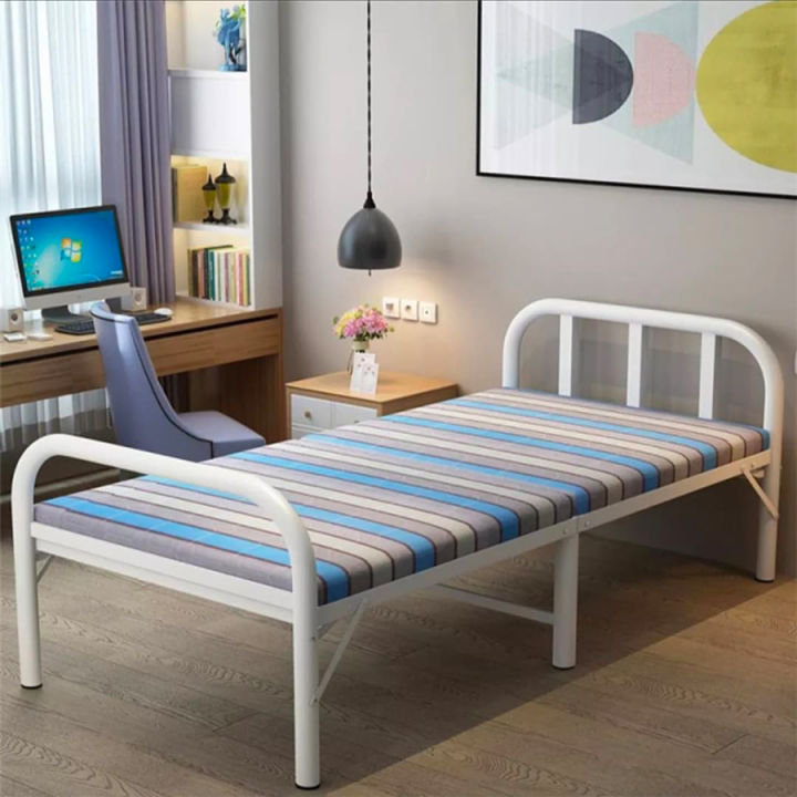 เตียงนอนพับได้-2-5ฟุต-เตียงนอน-เตียงเสริม-สำหรับแคมป์ปิ้ง-ที่นอน-โครงสร้างเหล็ก-แข็งแรง-เตียงนอนพับได้-ฟูกนิ่ม-สบาย-foldable-bed-grandmaa