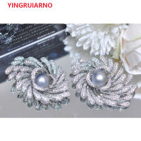 YINGRUIARNO Natural freshwater pearl brooch White pearl zircon pearl brooch