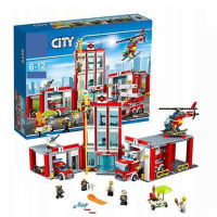 ตัวต่อเลโก้ Lego City Fire Series 60110 Fire Department Boy Assembly Building Block Toy Gift ตัวต่อของเล่น02052
