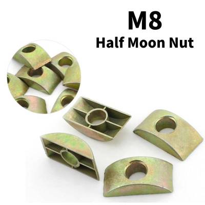 5/10/30PCS M8 Half Moon/Crescent Nut Half Moon Pad Alloy Crescent Pad Furniture Connecting Screws Washers for Bunk Bed Cots Nails Screws Fasteners