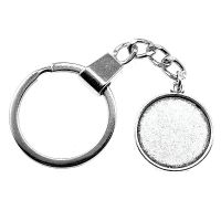 Antique Silver Color Round Base Setting Keychains Findings For Diy Metal Craft Key Chain Accessories