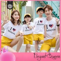 สง่างามเรียบหรู❤Queen I Love Malaysia Family เสื้อชุด Happy Hari Merdeka T เสื้อรักชาติ Boy Girl เสื้อแฟชั่นวันชาติ Tshirt ฉลองของขวัญ