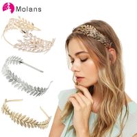 Molans Baroque Bridal Leaves Headbands Double Gold Leaves Hollow Hairbands New Alloy Headband Hair Accessories for Women Wedding