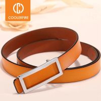 COOLERFIRE เข็มขัดรัดเอวหัวเข็มขัดสีทองสำหรับผู้หญิง,เข็มขัดหนังแท้บางเข้ารูปดีไซน์ใหม่สำหรับ LB016เสื้อผ้ากุลสตรี