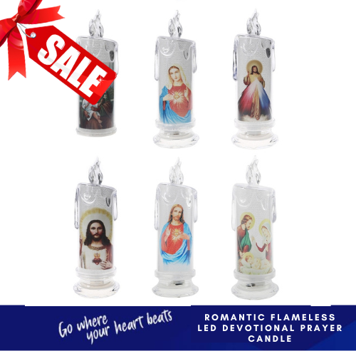 [Long Live] Flameless Devotional Prayer Candle Jesus Virgin Mary