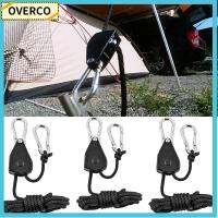 OVERCO 1/2/4pcs โบว์สเติร์น ไม้แขวนเชือกปรับได้ นิ้วสำหรับงานหนัก ตัวล็อคเชือก วงล้อรอก เชือกเส้นเล็กโคมไฟ สายรัดแบบผูก