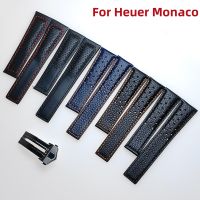 22มม. สายนาฬิกาหนังแท้สำหรับ Tag Heuer ดำน้ำ Monaco F1 Series Breathable นาฬิกาผู้ชาย Watchband Frosted