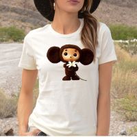 เสื้อยืดกราฟิก Cheburashka การ์ตูนรัสเซีย Gena The