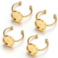 สแตนเลสสตีลปรับแหวน Gold Tone ฐานเปล่า 8/10/12 มม.แก้ว Cabochons ปุ่ม Bezels เครื่องประดับทำอุปกรณ์-DCVS STORE