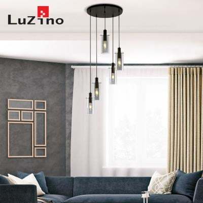 โปรโมชั่น-โคมไฟแขวนแก้ว-mamo-g-luzino-รุ่น-hh147-e27x5-สีดำ-ส่งด่วนทุกวัน