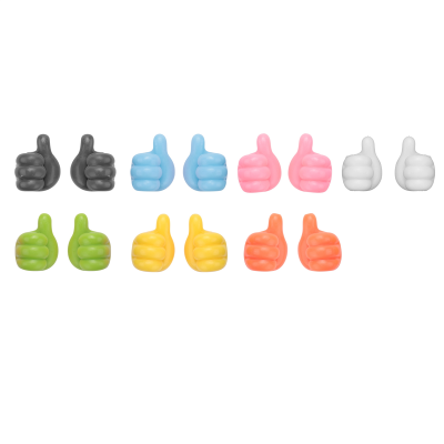 14 Pcs Silicone Thumb Wall Hook Creative Self Adhesive Multifunctional Thumb Wall Hook for Storing Data Cables/Earphones