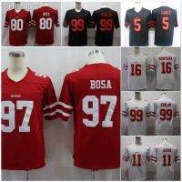 เสื้อรักบี้รุ่น 49ers เรโทรรุ่นปัก เสื้อเจอร์ซีย์รุ่นที่สองรุ่น Elite แฟนพันธุ์แท้ชุดฝึกซ้อมสีขาวแดง