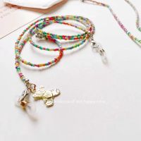 New Style Cartoon Bear Candy Color Beaded Acrylic Lanyard Necklace Glasses Chain Earphone