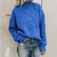 ❂▲♠ Fashion Knitted Twist Sweaters Female Turtleneck Thick Loose Sleeve Splice Pullovers