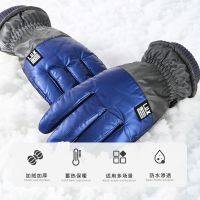 ต้นฉบับ THE NORTH FACE New Cold-proof Gloves Winter Plush Thickened Windproof Warm Gloves Outdoor Cycling Sports Touchable Cotton Gloves