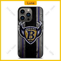 Baltimore Ravens Wooden Logo Phone Case for iPhone 14 Pro Max / iPhone 13 Pro Max / iPhone 12 Pro Max / Samsung Galaxy Note 20 / S23 Ultra Anti-fall Protective Case Cover 246