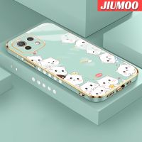 เคส JIUMOO สำหรับ Xiaomi MI 11 Lite 4G 11 Lite 5G 11 Lite 5G 11 Lite 5G Ne เคสการ์ตูนแมวน่ารักแฟชั่นดีไซน์ใหม่บางลวดลายชุบหรูหราเคสเคสมือถือกันกระแทกคลุมทั้งหมดป้องกันเลนส์กล้องนิ่ม