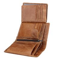 Male Multifunctional Cowhide Male Purse Coin Pocket Photo Card Holder 757-40 Vintage Men Wallet Genuine Leather Short Wallets