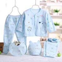 0-3M Soft Newborn Infant Baby Suits Boy Girl ClothesTops Pants Bibs Hat 5Pcs/Set 100 Cotton Unisex Clothing Set For Baby Outfit