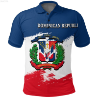 【high quality】  Flag of the Dominican Republic Flag Printed Button Mens Polo Shirt, Popular Mens Short Sleeved, Oversized Casual S-6XL