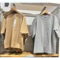 UNIQLO E461914แขนสั้น5ส่วนแขนสั้นผ้าฝ้ายผสมสำหรับทั้งหญิงและชาย23ส่วนสำหรับใส่ในบ้านห้องลองเสื้อฤดูร้อน