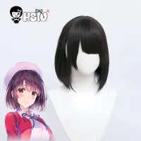 Megumi Kato Cosplay Wig Fiber synthetic wig Anime Saekano:How to Raise a Boring Girlfriend Cosplay「HSIU 」Black Short hair Wig  Hair Extensions Pads