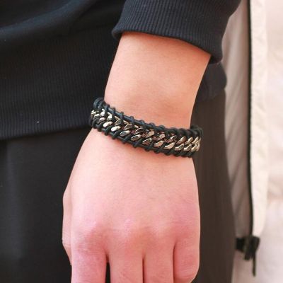 [Louisheart] Vintage Punk Leather celet Bangle Men Wrist Band ided Cuff Jewelry Gift