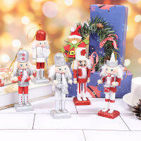 Olliles 12ซม.ไม้ Nutcracker solidder ภาพรุ่น handcraft Christmas Home Decor ของขวัญ