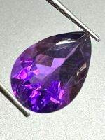 อเมทิสต์สีม่วงละเอียดธรรมชาติ - ทรงลูกแพร์ - 3.41cts - 13x9x5.8mm Natural Fine Purple Amethyst - Pear Shape - 3.41cts - 13x9x5.8mm