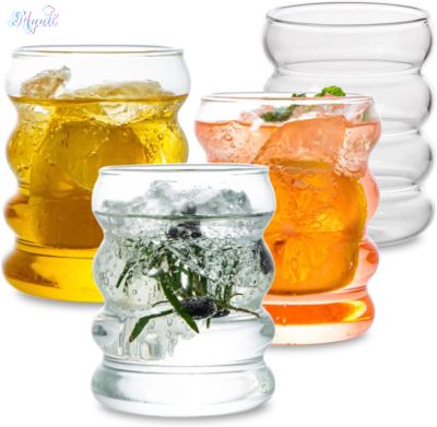 【CW】☒✸◑  1-4PCS Glass Cup Heat-resistant Tumbler Drinkware Juice Mug Glasses 350ml