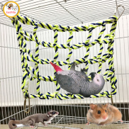 Colorful Cotton Rope Weave Climbing Net With 4pcs Metal Hooks Bird Hammock