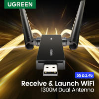 UGREEN อะแดปเตอร์ไร้สาย USB3.0 5กิกะเฮิร์ตซ์และ2.4กิกะเฮิร์ตซ์ Dual-เสาอากาศ USB WiFi สำหรับคอมพิวเตอร์ตั้งโต๊ะแล็ปท็อป WiFi เสาอากาศ USB เครือข่ายอีเธอร์เน็ต