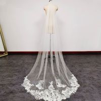 Elegant Bling Sequins Lace Appliques Wedding Veil with Comb One Layer 3M Long 1.5M Wide Bridal Veil with Soft Tulle Bride Veil Hair Accessories