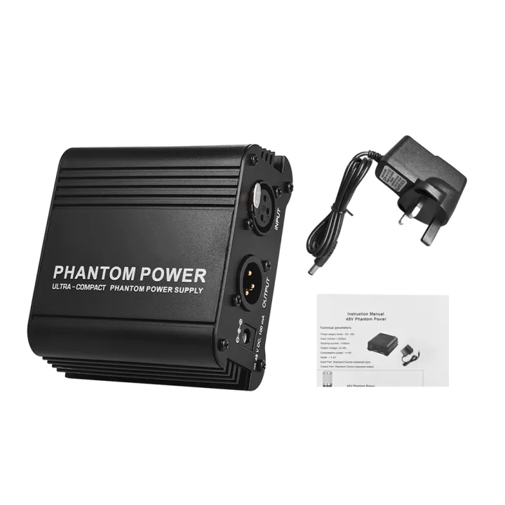 + 48V Phantom Power Supplyพร้อมXLR Input & Outputสำหรับคอนเดนเซอร์ไมโครโฟน