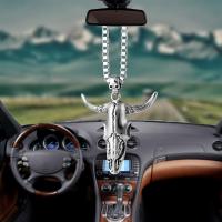 【CW】Car Pendant Charms Alloy Ox head bull Rearview Mirror Decoration Hanging Automobiles Decor Ornaments Accessories Holiday Gifts
