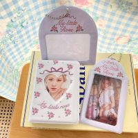 Idol Photocard Holder Sleeve Card Holder Photo Album Photo Pocket Keychain INS Kpop Binder White Rose Bow Printing 3 Inch PVC