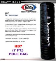 Fairtex Heavy Bag Pole Bag HB7 Black Hight 7 Feets Training MMA Kickboxing (Un-filled) กระสอบทราย แฟร์แท็กซ์ โพลี่ HB7 สีดำ สูง 7 ฟุต( ขายแบบไม่บรรจุ)