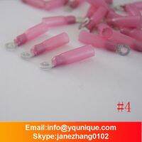 ปลายสายไฟแหวนหุ้มฉนวนหดด้วยความร้อนสีแดงและติดทองแดงเคลือบดีบุก22-16AWG เกรดทางทะเล #4 #8 #10, 1/4 5/16 3/8