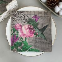 20Pcs/Pack Rose Birds Floral Table Decoupage Paper Napkins Flower Napkin Paper Tissue for Wedding Party Supplies Wholesale 23