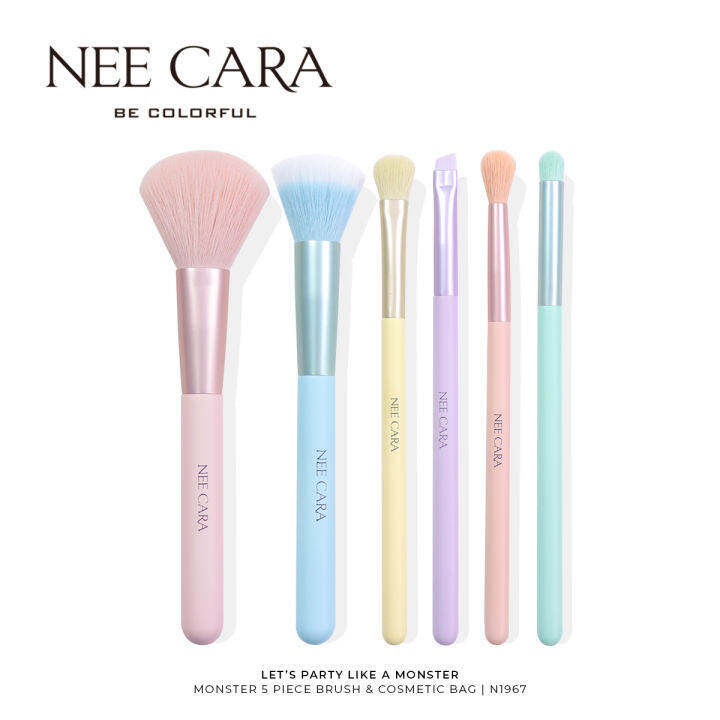 nee-cara-นีคาร่า-เซ็ตแปรงแต่งหน้ามอนส์เตอร์-6-ชิ้น-พร้อมกระเป๋า-n1967-lets-party-like-a-monster-6-piece-brush-set-amp-bag