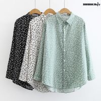 COD dhdfxcz Spring new fashion all-match Korean style lapel loose love printing blouse long sleeve shirt women