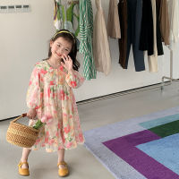 Baby girls Spring summer floral Chiffon dresses soft cool fashion long sleeve fairy dress