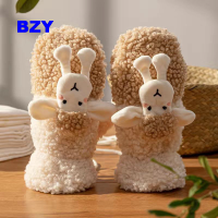 BZY 1คู่ถุงมือขนแกะแกะสุภาพสตรีการ์ตูน Lamb Halter คอ Mittens ขนแกะหนากลางแจ้ง Windproof Warm ถุงมือ