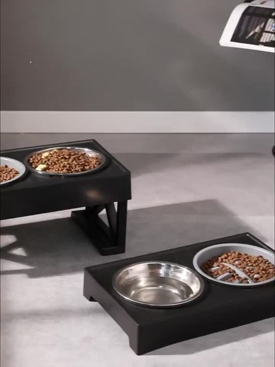 Adjustable Height Dog Double Bowls Stand Pet Feeding Dish Bowl Small Medium  Big Dog Elevated Food Water Feeders Lift Table