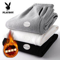 PLAYBOY กางเกงลำลองชายทรงสปอร์ตสีขาวขอบน้ำเงินรุ่น outdoor (M-5XL)