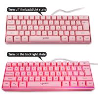 Wired RGB Mechanical Gaming Keyboard, Scientific Key Layout Ultra-Compact Keyboard Light sync RGB,Pink