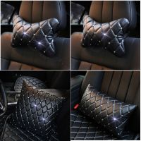 [Hot K] Almohada De Cuero Con Diamantes De Imitación Para El Cuello Del Coche,Reposacabezas De Cristal Para Asiento,Soporte Para La Cijín Sofá,Accesorios Para ออโต้