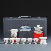 Cina Baiyang Zhiyu Porselain Kung Fu Teh Set, Pejabat, Rumah, Penutup Teh Pot,ชาม,ถ้วยน้ำชา,Hadiah Kepada Pelanggan